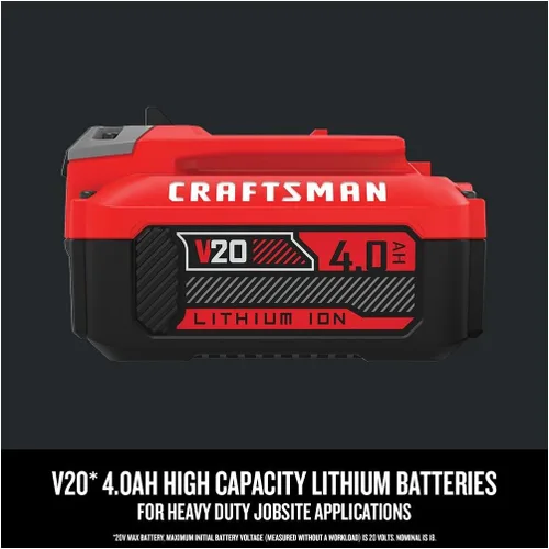 Vista 4 de CRAFTSMAN V20 4Ah batería de iones de litio para herramientas eléctricas, paquete de 2 (CMCB204-2)