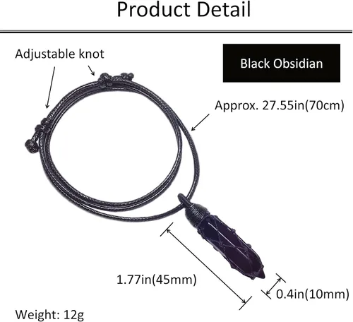 Vista 3 de EDEN'S CALL Hexagonal Crystal Point Pendant Necklace for Unisex Adjustable Dainty Natural Stone Pendulum Amulet for Good Luck