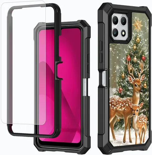 Vista 36 de Funda para T-Mobile Revvl 7 de 6.6 pulgadas con protector de pantalla, policarbonato duro de doble capa resistente y TPU suave a prueba de golpes