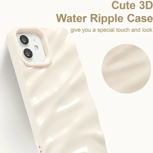 Vista 2 de QLTYPRI Funda compatible con iPhone 11, bonita funda con patrón de ondas de agua para niñas y mujeres, delgada, satinada, brillante, suave, de Beige