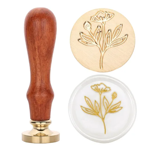 Vista 13 de Yoption Sello de cera de rama de olivo, cabeza de latón vintage, sello de cera de sellado de empuñadura de madera para boda, Navidad, fiesta