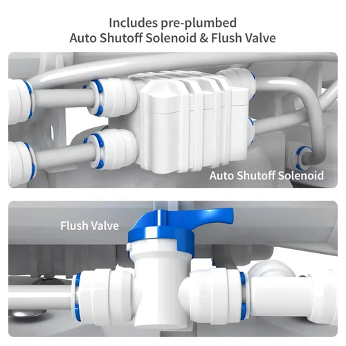 Vista 4 de Aquatic Life Sistema de filtro de agua de desionización de ósmosis inversa de 4 etapas Unidad de filtración RO/DI con cartucho Carbon Plus, 100 GPD