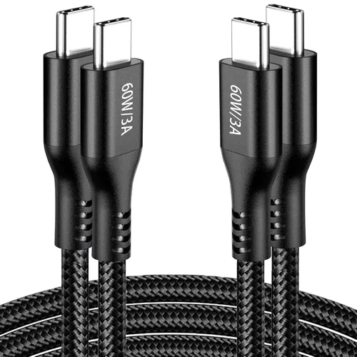 Vista 8 de Cables USB C a USB C de 60 W (paquete de 2 de 6.6 pies), cable tipo C a tipo C, cable de carga rápida compatible con iPhone 15, MacBook Pro/Air