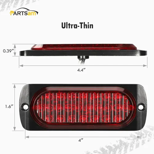 Vista 7 de Partsam 4 luces LED blancas de 4.4 pulgadas, 24 luces LED laterales de remolque, IP67, carcasa de aluminio, impermeable, para montaje en superficie
