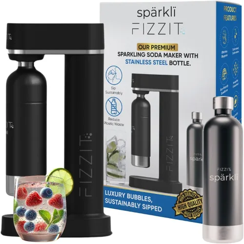 Vista 20 de Fizzit Spärklï Máquina de Agua Carbonatada con Botella de Acero Inoxidable Incluida, Apto para Lavavajillas