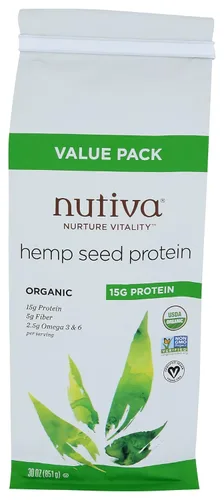 Vista 7 de Polvo de proteína de cáñamo Nutiva Hi Fibre, 16 oz