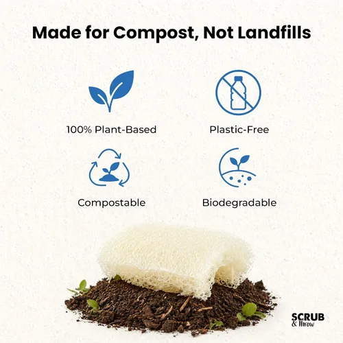 Vista 5 de XL Esponjas de lufa, compostables y certificadas por USDA