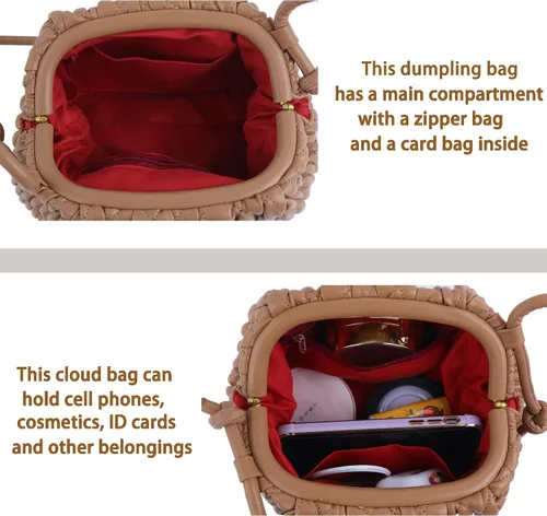 Vista 3 de ELDA Bolsa de dumpling para mujer, acolchada, bolso de mano, bolso de mano, bolso de mano, bolso de mano