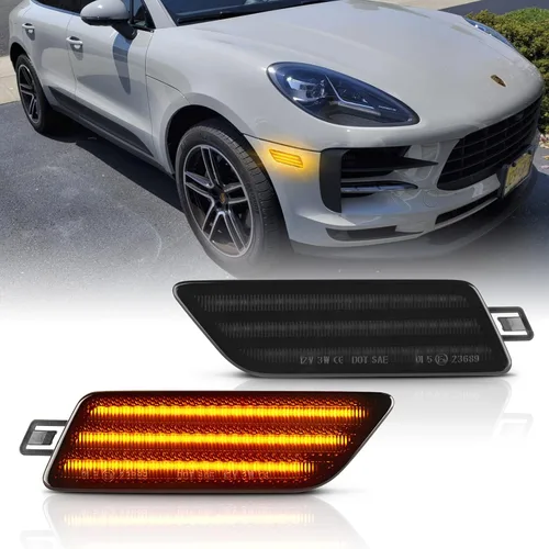 Vista 9 de POPMOTORZ Kit de luces de señalización lateral del parachoques delantero, kit de lámparas intermitentes LED ámbar completas para 2014-2022 Porsche