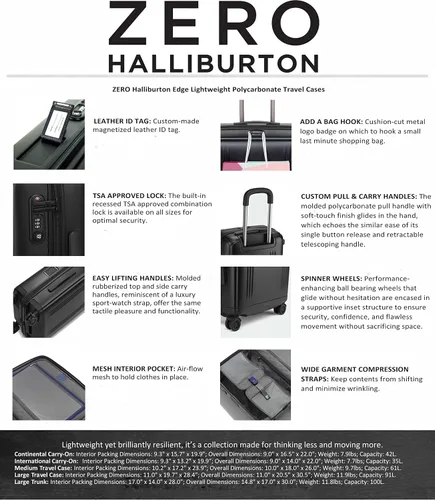 Vista 2 de ZERO Halliburton Estuche de viaje de policarbonato ligero Edge, Negro