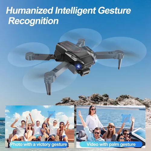 Vista 8 de QIDUHUQI Drone con cámara HD 1080P con control remoto, dron plegable para adultos y principiantes, modo sin cabeza, retención de altitud, inicio