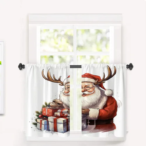 Vista 55 de Cortinas opacas de poliéster multicapa marrón con diseño de bosque natural, 2 unidades, 26 x 24 pulgadas