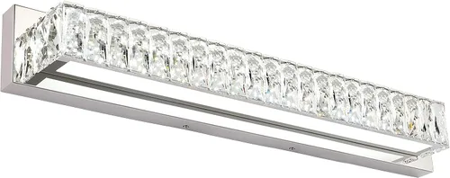Vista 12 de Luces de tocador de cristal para baño, barra de luz LED de 18 W, accesorios de iluminación cromados modernos sobre espejo para baño de 22.8 pulgadas