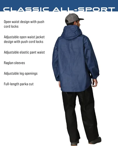 Vista 3 de FROGG TOGGS Traje de lluvia impermeable transpirable clásico de 3 capas para hombre, para todos los deportes Azul real/Negro