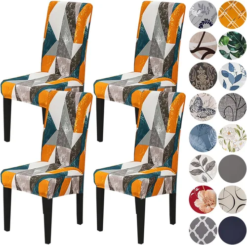 Vista 42 de HZDHCLH Juego de 4 fundas para sillas de comedor color burdeos, fundas elásticas de elastano para sillas Parsons, paquete de 4, fundas de asiento