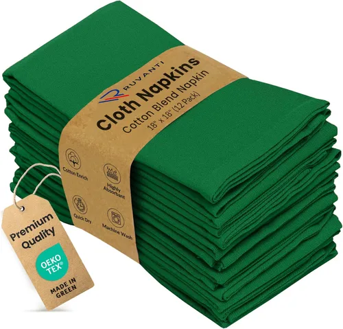 Vista 14 de Ruvanti - Juego de 4 servilletas de tela de 45x45 centímetros, lavables, suaves, duraderas, absorbentes, mezcla de algodón. Servilletas de mesa