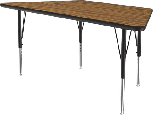 Vista 6 de Correll - Mesa de actividades con forma trapezoidal de 24 x 48 pulgadas, altura ajustable, laminado duradero de alta presión de granito gris Gris