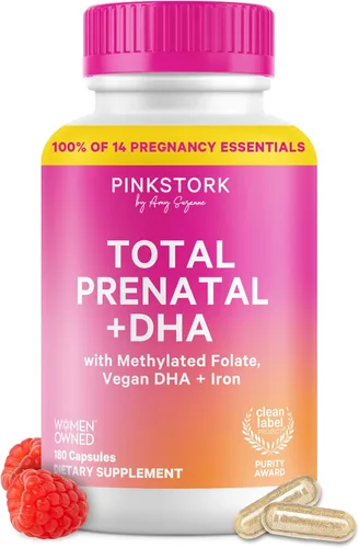 Vista 10 de Pink Stork Vitaminas Prenatales Totales con DHA, Folato, Hierro, Colina y Vitamina B12 - Prenatales para Mujeres para Apoyar el Desarrollo Fetal