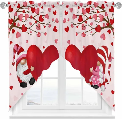 Vista 18 de Juego de Cortinas de Cocina del Día de San Patricio Trébol de la Suerte Shamrock Juego de Cenefa de Ventana, Cortinas con Bolsillo para Barra