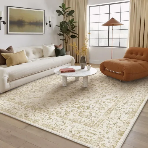 Vista 56 de PureCozy Alfombra de área beige de 2 x 3 pulgadas, lavable, vintage, pequeña, para entrada, cocina, suave, retro, floral, de pelo bajo, tapete