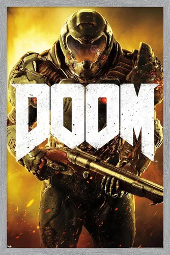 Vista 13 de Doom - Póster de pared marino, 22.4 pulgadas de largo x 14.7 pulgadas, versión enmarcada en madera de granero