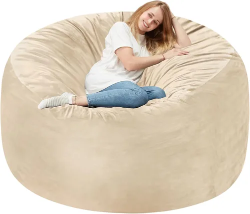 Vista 45 de Homguava - Sillón puff de 3 pies Sillón estilo puff grande de 3 pulgadas con relleno de espuma viscoelástica, sofá suave con funda de terciopelo