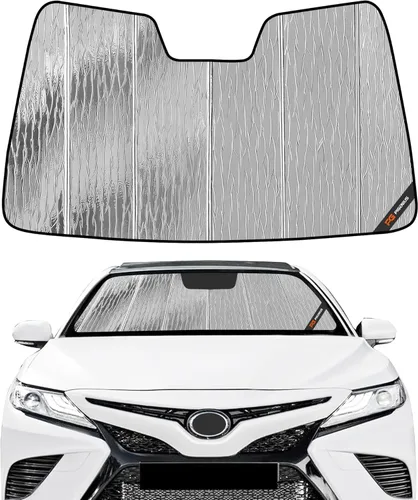 Vista 7 de Pigenius Parasol para parabrisas para Toyota Camry 2012-2017 (sin corte de sensor, 2012-2014 todos), acabado plateado metálico