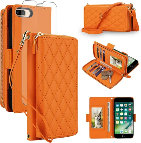 Vista 84 de Asuwish Funda compatible con iPhone 6/6s/7/8/SE 2020 2022 con cremallera y bloqueo RFID, protector de pantalla, correa cruzada i6 i7 i8 7s 8s SE2020