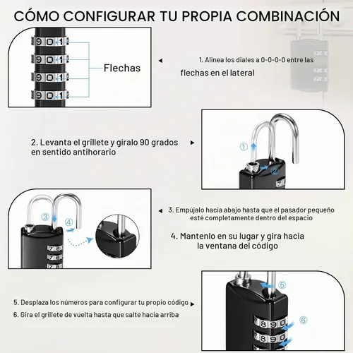 Vista 4 de Moxweyeni 5 piezas de candados de combinación de 4 dígitos pequeños, candados de número para equipaje, candados impermeables al aire libre