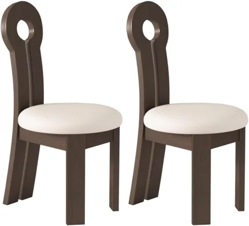 Vista 19 de YVYKFZD Dining Chairs Set, Solid Wood Dining Room Chair, Upholstered Kitchen Chairs, Unique Key-Shaped Living Room Chair, for Offices Bedroom Study