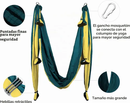 Vista 3 de Juego de hamaca de yoga aérea para yoga, incluye 2 correas de extensión