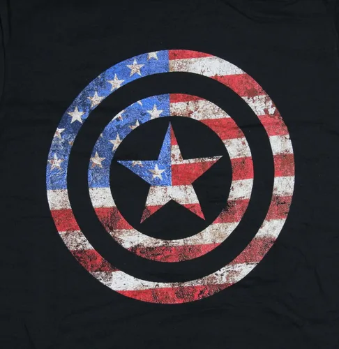 Vista 2 de Marvel Captain America - Camiseta con diseño de escudo con bandera desgastada para hombre