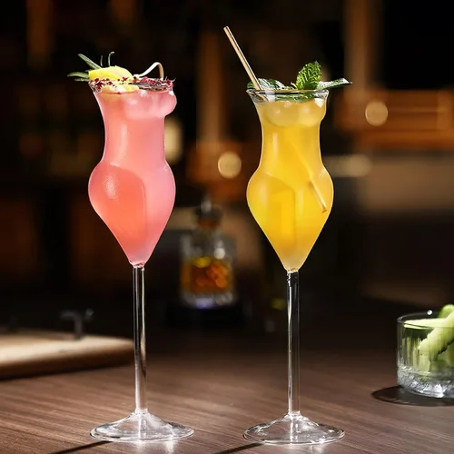 Vista 5 de Juego de 4 copas de vino, copas de cóctel creativas, para dama de belleza, 6 onzas, copas de whisky, copas de champán para fiesta nocturna de dama