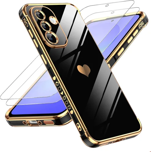 Vista 94 de LeYi Funda para Motorola-G 2025: Love Heart Plating Luxury, Negro