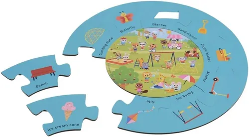 Vista 3 de MOLLYBEE KIDS Parque de rompecabezas de actividades Seek-and Find, 2 años, primer rompecabezas, 11 piezas, doble cara