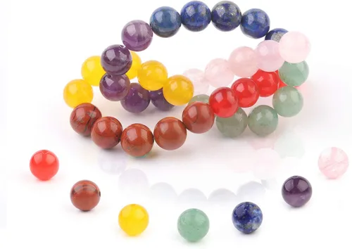 Vista 19 de 7 cuentas de piedra preciosa de chakra de 8 mm pulidas y redondas, 49 piezas, piedras naturales suaves para chakra, cristales curativos y piedras 7
