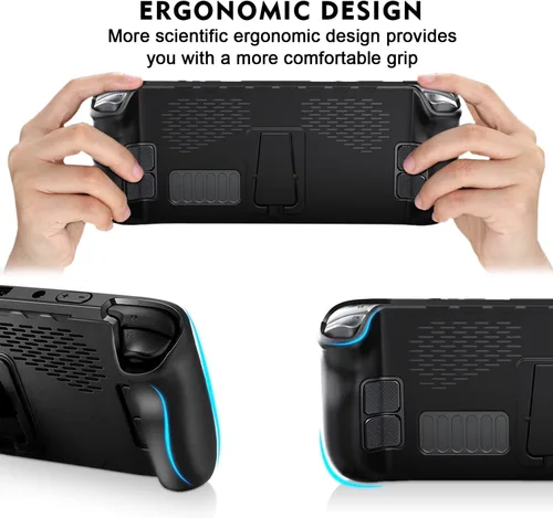 Vista 4 de Mozuper - Funda protectora para plataforma de vapor protector de TPU con soporte plegable y accesorios de calcomanías de panel táctil a prueba