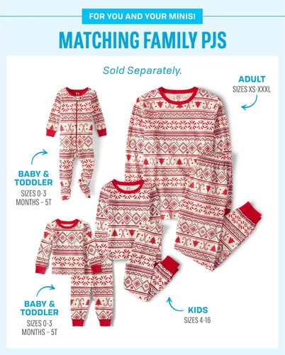 Vista 3 de The Children's Place Conjunto de pijama familiar de 2 piezas para niños, conjunto festivo de pijama de Navidad, algodón, rojo Fairsile, 8, Fairsile