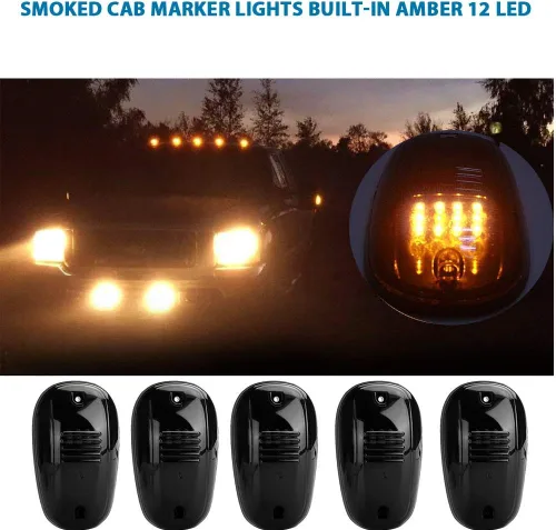 Vista 3 de NPAUTO 5 luces LED ámbar ahumadas de cabina de repuesto para Dodge Ram 2003-2018 1500 2500 3500 4500 5500 luces de techo con arnés de cableado 9