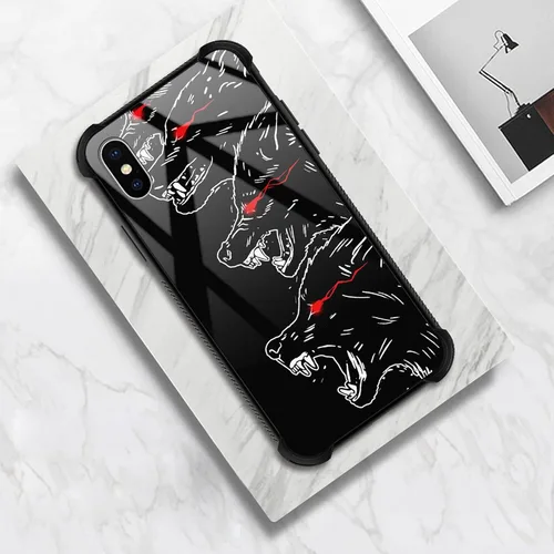 Vista 6 de Funda compatible con iPhone Xs, diseño de plexiglás X para niños y hombres, diseño de lobo malo, a prueba de golpes, antiarañazos, para iPhone X/Xs