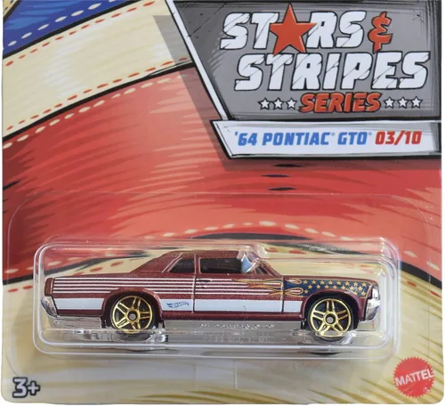 Vista 2 de Hot Wheels Stars & Stripes Series '64 Pontiac GTO 3/10, rojo