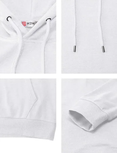Vista 5 de H2H - Sudadera casual para hombres ajustada de manga larga con capucha diseño básico y ligera