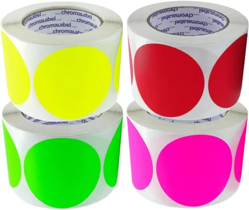Vista 9 de ChromaLabel Etiquetas adhesivas circulares de 3 pulgadas, etiquetas adhesivas redondas de alta visibilidad, puntos adhesivos extraíbles, 500