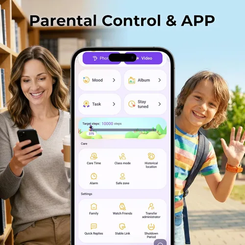 Vista 5 de EIOTCLUB Reloj inteligente MX3 para niños, videollamadas 4G LTE y rastreador GPS, modo escolar y zonas seguras, botón SOS y controles parentales