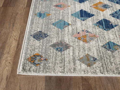 Vista 6 de Abani Southwestern - Alfombra rectangular de 3 x 5 pies, colección Porto - Alfombra decorativa con patrón de bloques beige y naranja