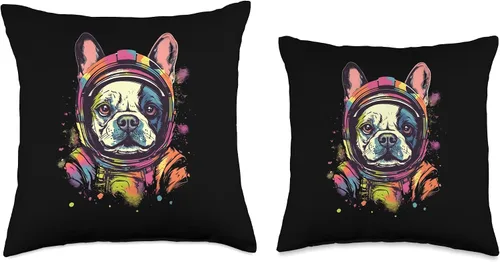 Vista 3 de French Bulldog Dog Lover Gifts Women Girl Cojín de traje de astronauta de Bulldog Francés con casco de perro lindo, diseño retro, 16 x 16 pulgadas