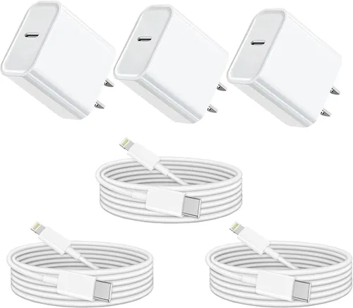 Vista 10 de Cargador de iPhone [certificado Apple MFi] Apple Block USB C enchufe rápido de pared con cable USB C a Lightning de 3 pies para iPhone 14 Pro