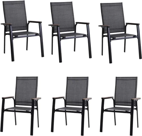 Vista 9 de MFSTUDIO Sillas de comedor para patio al aire libre, 2 sillas de patio con marco de metal con respaldo y reposabrazos, silla de patio resistente