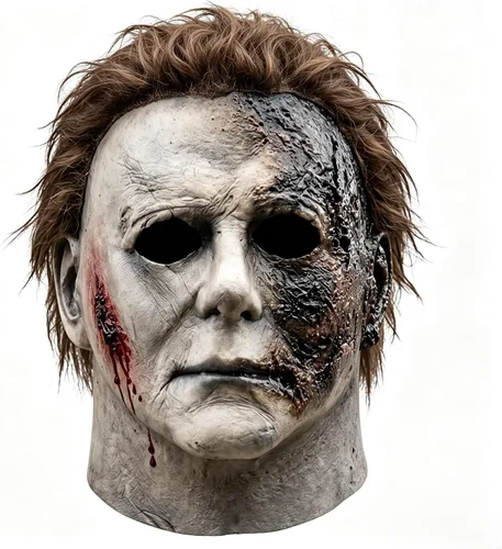 Vista 6 de Beita Máscara de Michael de Halloween, máscara de cicatriz de terror de Halloween Amarillo