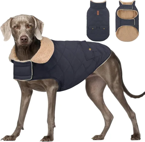 Vista 12 de Abrigo de invierno para perros pequeños, chaqueta sólida para cachorros, abrigo cálido para mascotas para clima frío, prendas acolchadas resistentes